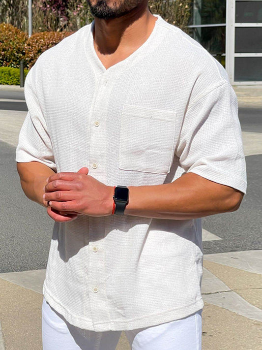 Men's Plus Size Chest Pocket Button Down Shirt for Comfort