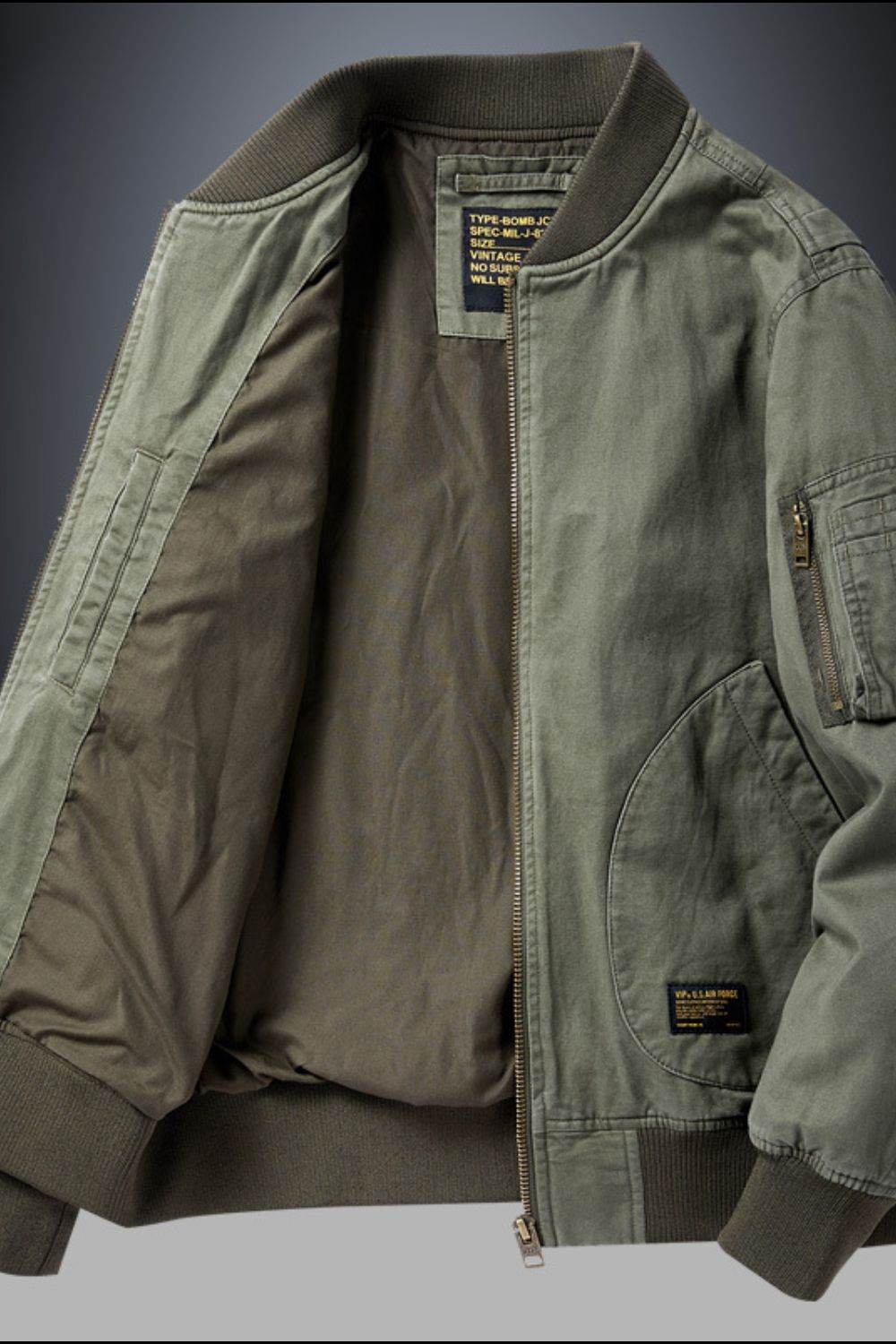 Men's Plus Size Zip Up Baseball Collar Bomber Jacket - Cool Style