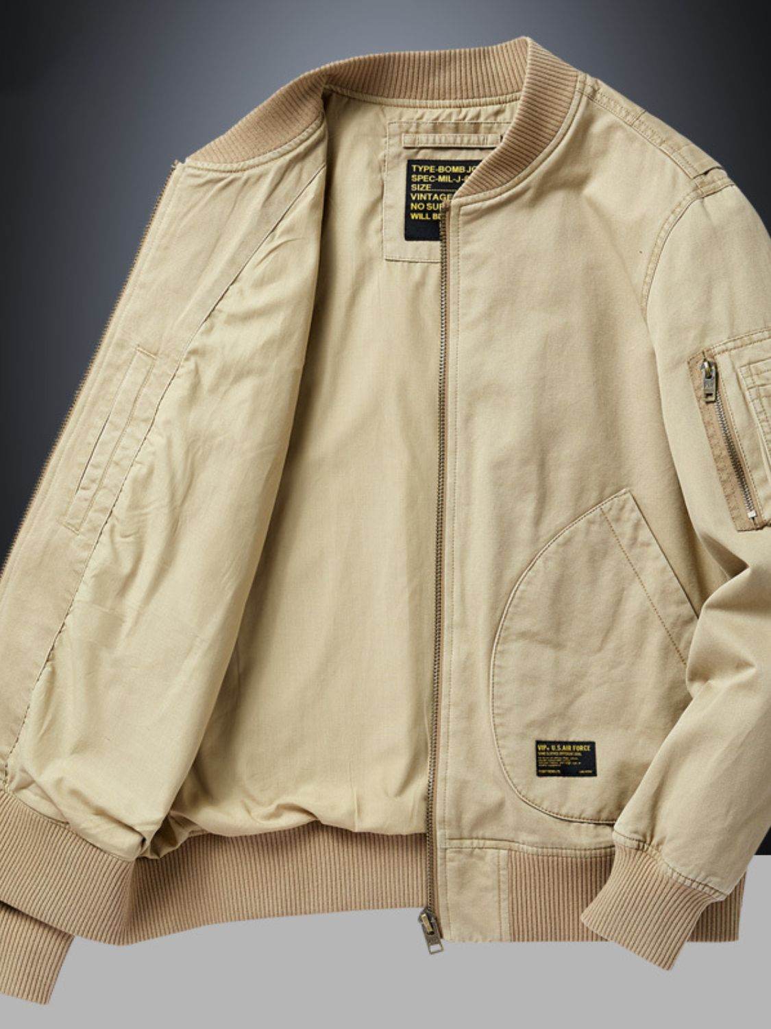 Men's Plus Size Zip Up Baseball Collar Bomber Jacket - Cool Style