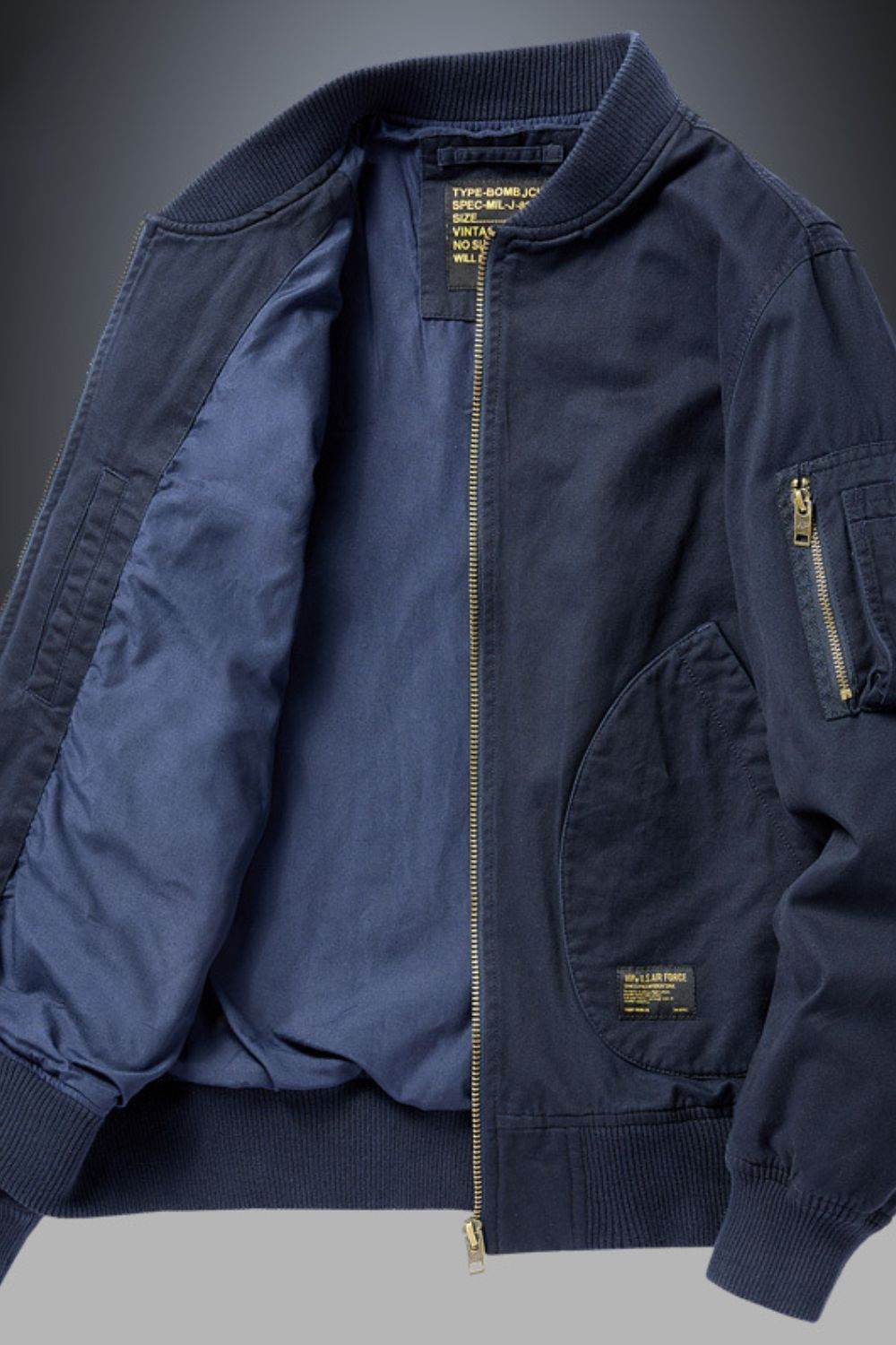 Men's Plus Size Zip Up Baseball Collar Bomber Jacket - Cool Style
