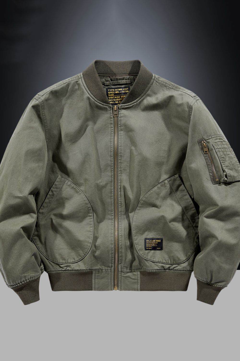 Men's Plus Size Zip Up Baseball Collar Bomber Jacket - Cool Style