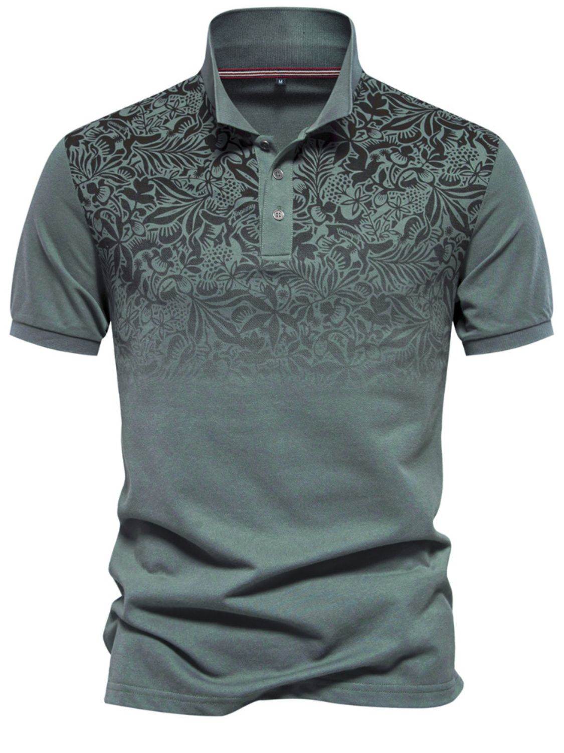 Men's Printed Collared Neck Short Sleeve Polo Shirt