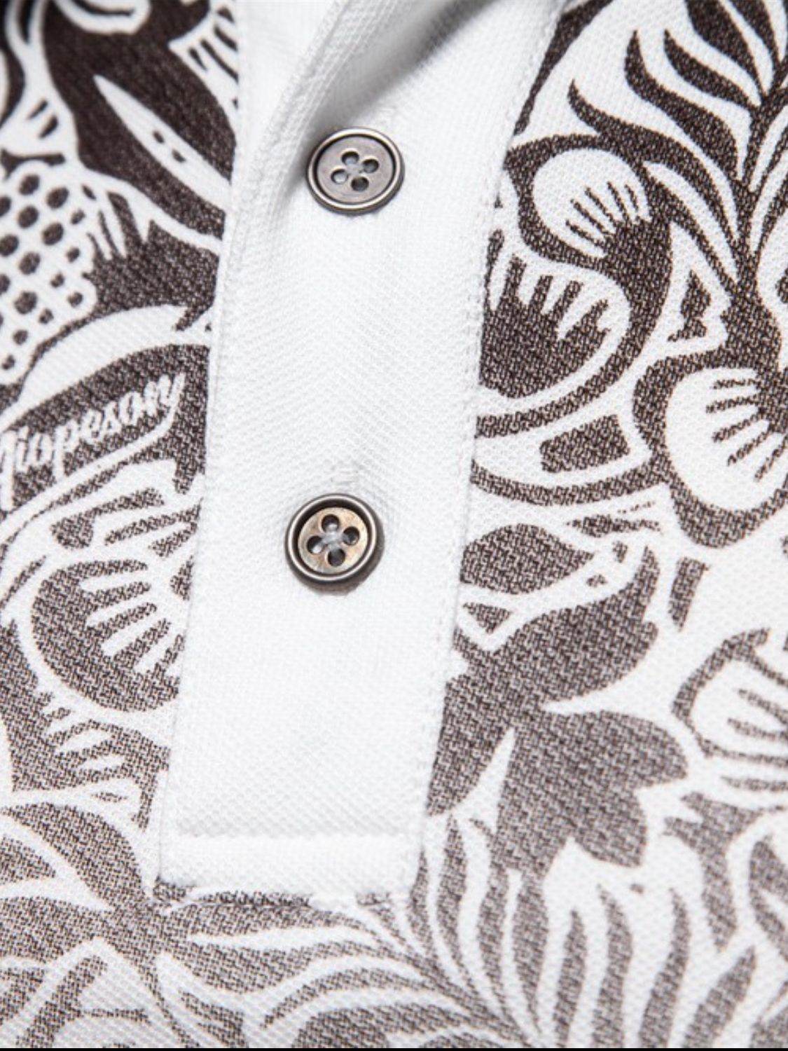 Men's Printed Collared Neck Short Sleeve Polo Shirt