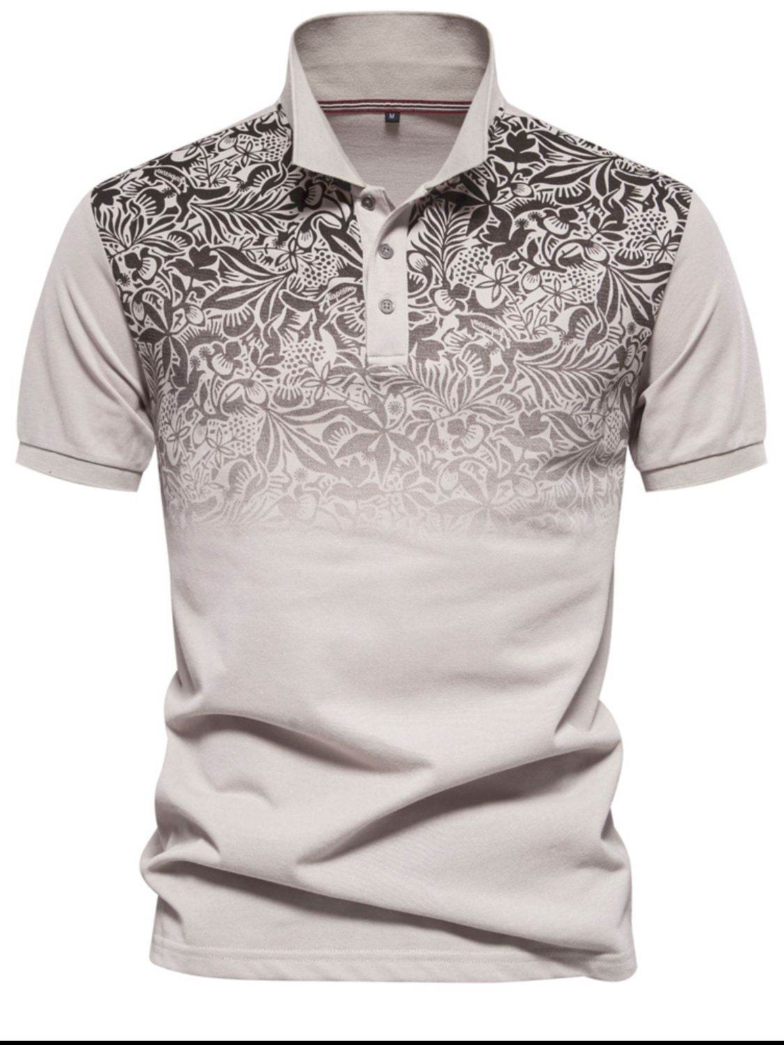 Men's Printed Collared Neck Short Sleeve Polo Shirt