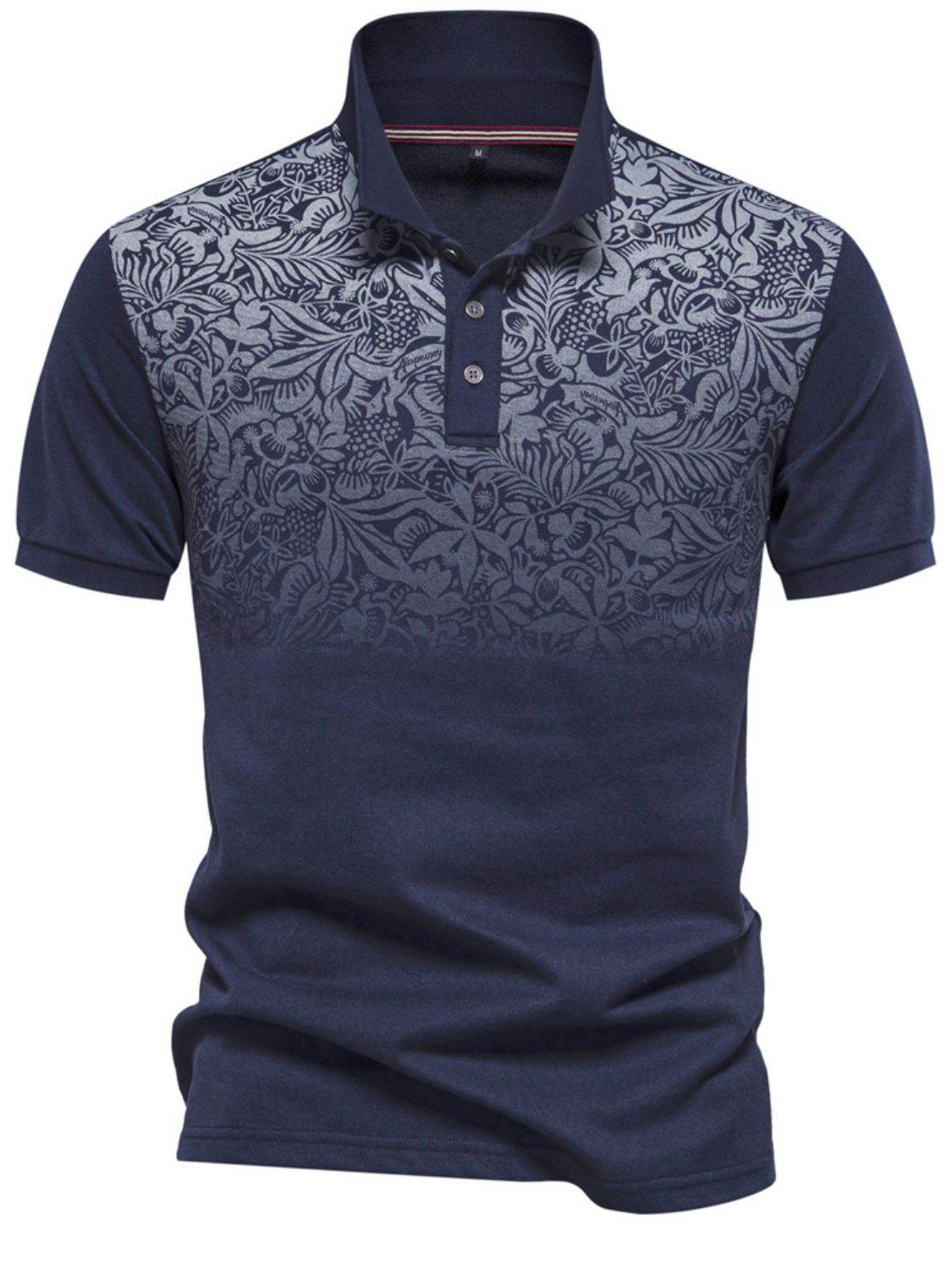Men's Printed Collared Neck Short Sleeve Polo Shirt