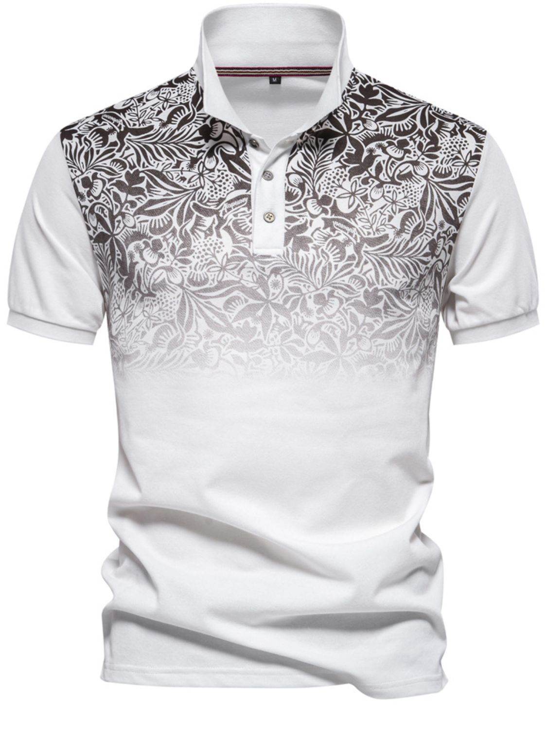 Men's Printed Collared Neck Short Sleeve Polo Shirt