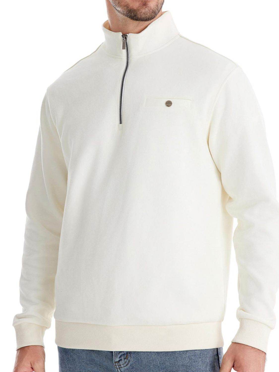 Men's Quarter Zip Long Sleeve Sweatshirt for Comfort Wear