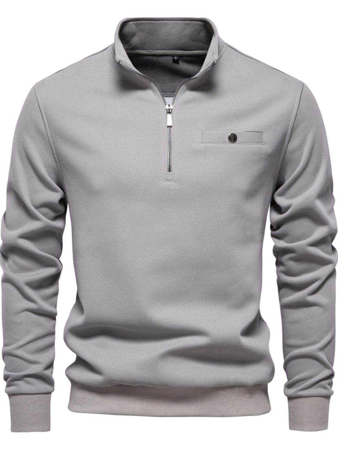 Men's Quarter Zip Long Sleeve Sweatshirt for Comfort Wear