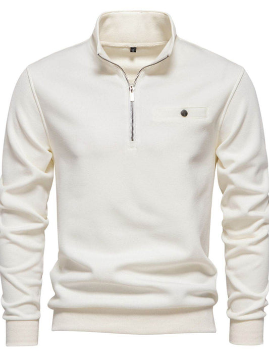 Men's Quarter Zip Long Sleeve Sweatshirt for Comfort Wear