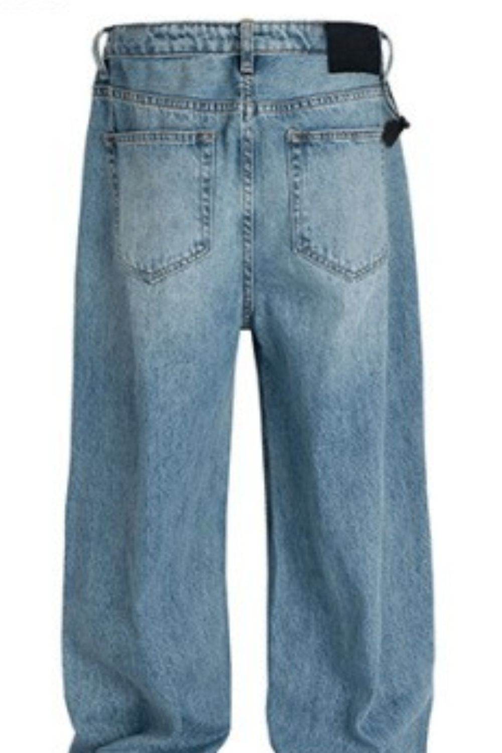 Men's Wide Straight Jeans with Pockets for Comfort Fit