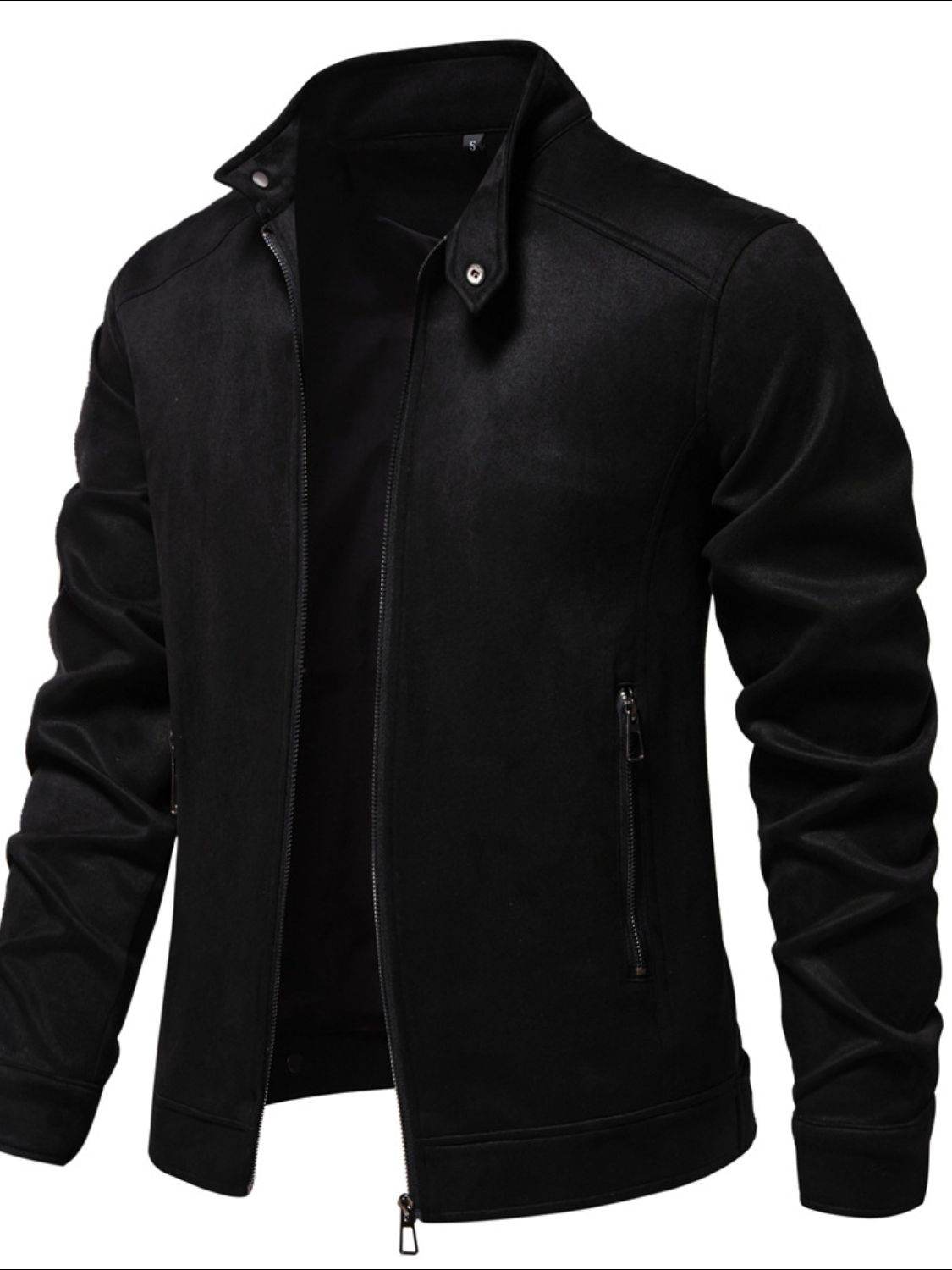 Men's Zip Up Long Sleeve Biker Jacket for Classic Style