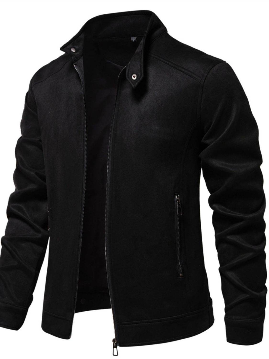 Men's Zip Up Long Sleeve Biker Jacket for Classic Style