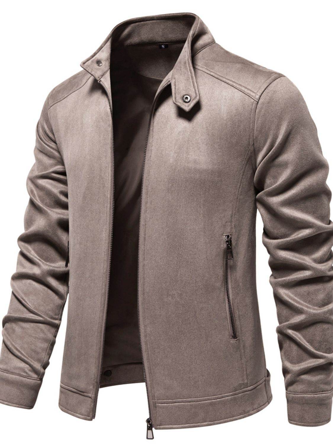 Men's Zip Up Long Sleeve Biker Jacket for Classic Style
