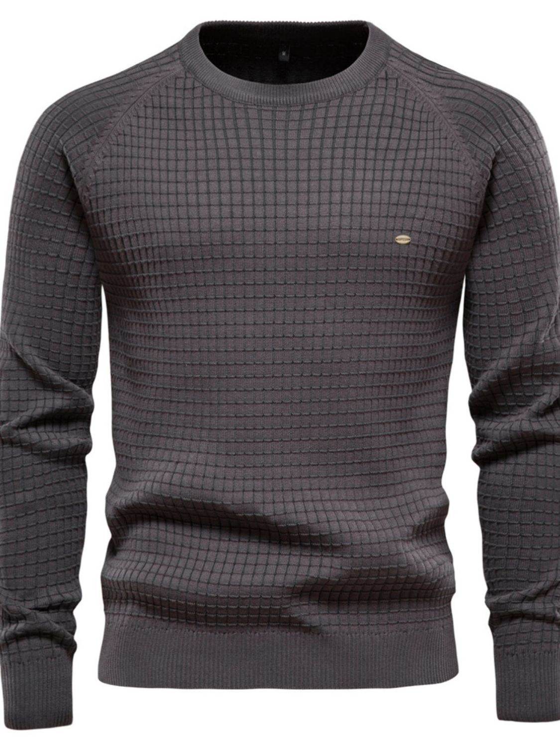Texture Round Neck Long Sleeve Sweater