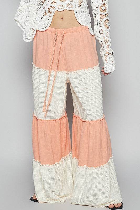 POL Two Tone Drawstring Wide Leg Pants - Mayzelyn Shop