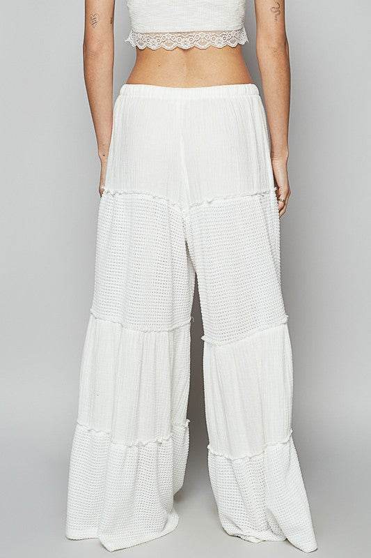 POL Waffle-Knit Drawstring Wide Leg Pants - Mayzelyn Shop