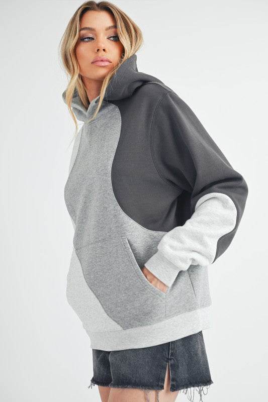 Aemi + Co Color Block Hoodie with Kangaroo Pocket - Mayzelyn Shop