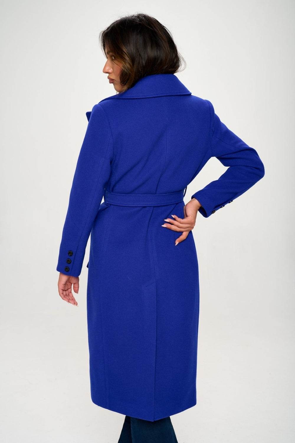 Coalition LA Double-Breasted Longline Coat with Belt - Mayzelyn Shop