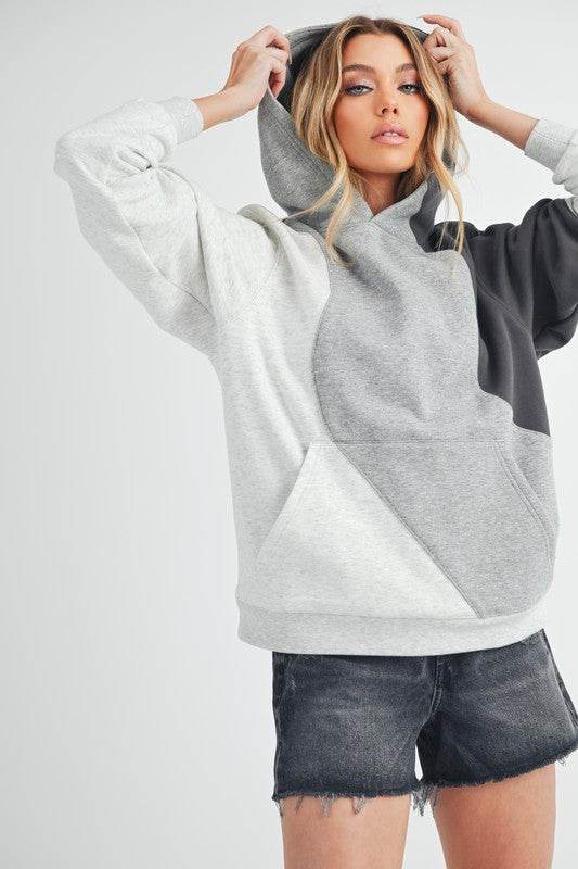 Aemi + Co Color Block Hoodie with Kangaroo Pocket - Mayzelyn Shop