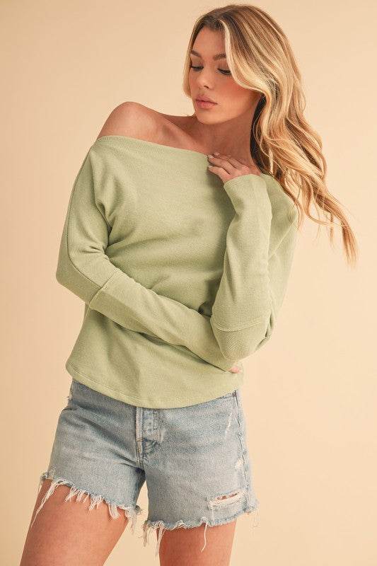 Aemi + Co One Shoulder Long Sleeve Knit Top - Mayzelyn Shop