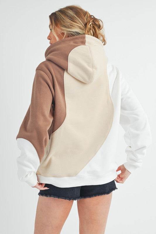 Aemi + Co Color Block Hoodie with Kangaroo Pocket - Mayzelyn Shop